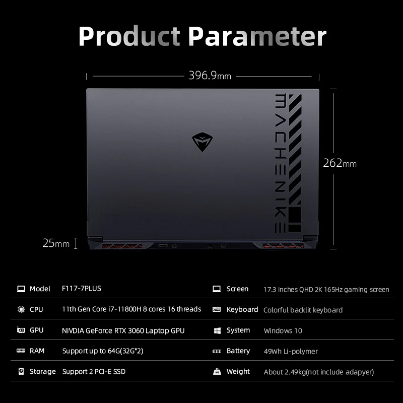 Machenike F117-7Plus / L17 Gen 11 Intel (17.3”) Gaming Laptop - Image 8